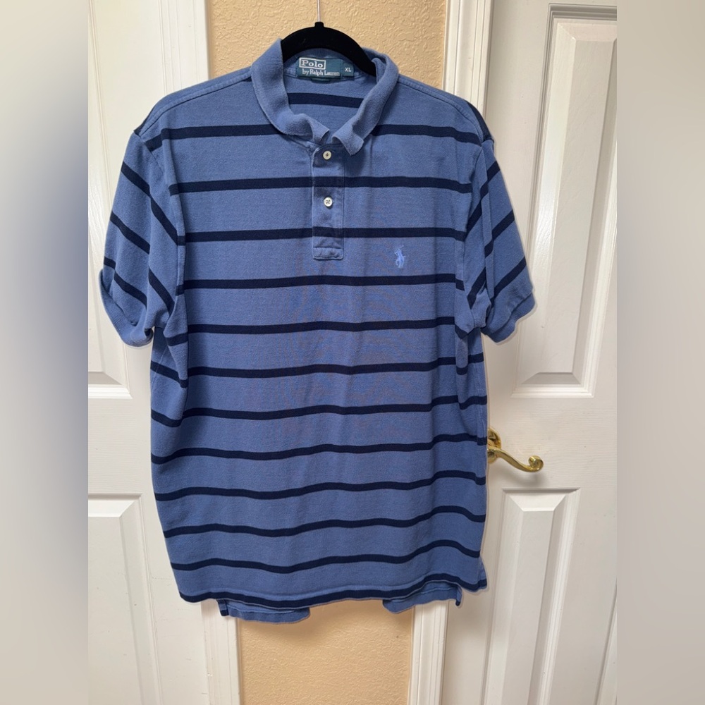 Ralph Lauren Men's Blue Striped Polo Shirt